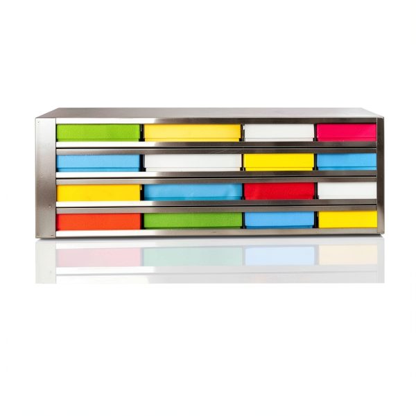 Stainless Steels 16-Well (4x4) Freezer Rack, Dimensions about 22.05*9.45*5.51 in, Side Access Drawer for Cryogenic Box Storage and Organization, Storage Boxes Sold Seperately, 1 Piece/Case-4
