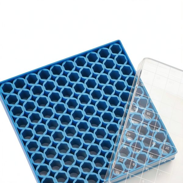 12 /Case 1 In 100-Well PC Freezer Lab Boxes, Cryo Storage Boxes for Lab Tube Storage, Blue Cryo Boxes-3