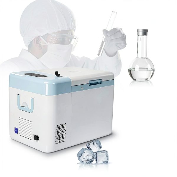 18°C ~-86°C/64.4℉~-122.8℉ Protable Ultra-Low Temperature Freezer 12V-240V Compatible Lab Cryogenic Freezer Samples Flash Freezer for Laboratory Samples Storage Lab Refrigerator 38LB-2