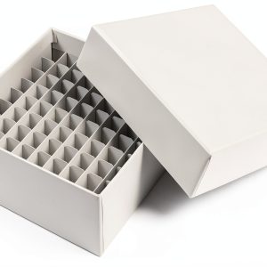 Alkali Scientific™ Cardboard Freezer Boxes with Drain Holes - Water and Ice Resistant Coating 50/Case (2", 81 Divider)-0