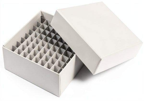 Alkali Scientific™ Cardboard Freezer Boxes with Drain Holes - Water and Ice Resistant Coating 50/Case (2", 81 Divider)-0