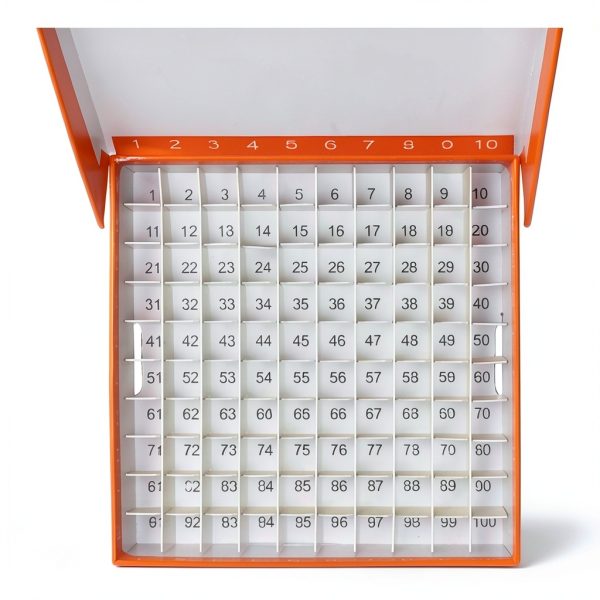 MTC Bio R2781-A Cardboard Freezer Box with Attached Hinged Lid, 81-Place, Assorted Colors, Pack of 5-2