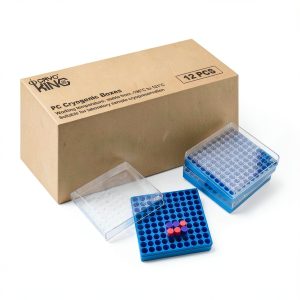 12 /Case 1 In 100-Well PC Freezer Lab Boxes, Cryo Storage Boxes for Lab Tube Storage, Blue Cryo Boxes-0